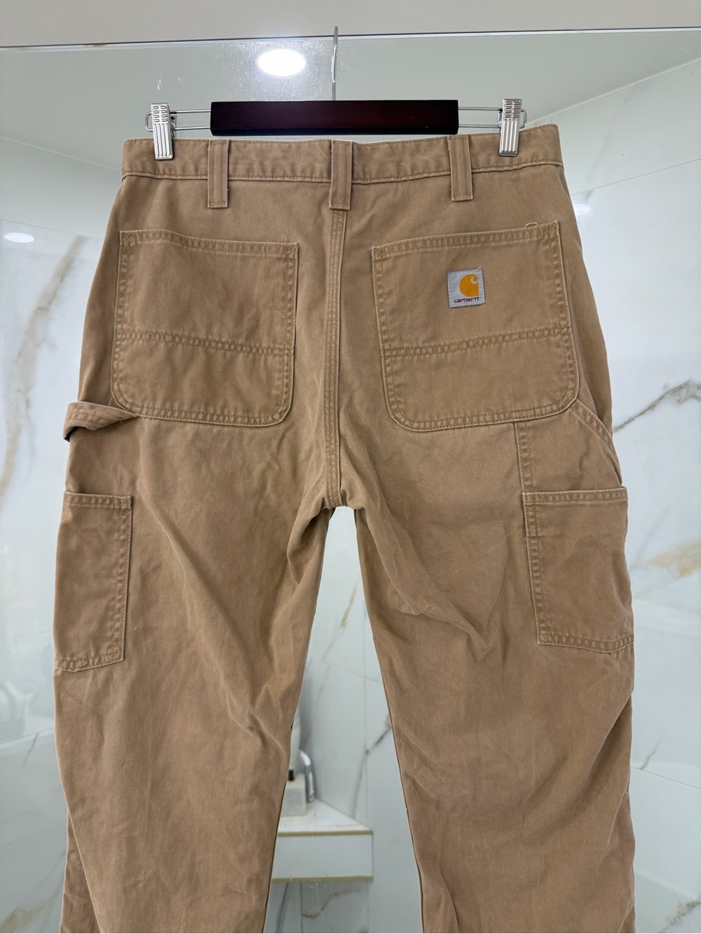 Carhartt B324 Dungaree Pants Dark Khaki 32x32 Relaxed Fit Double Knee
